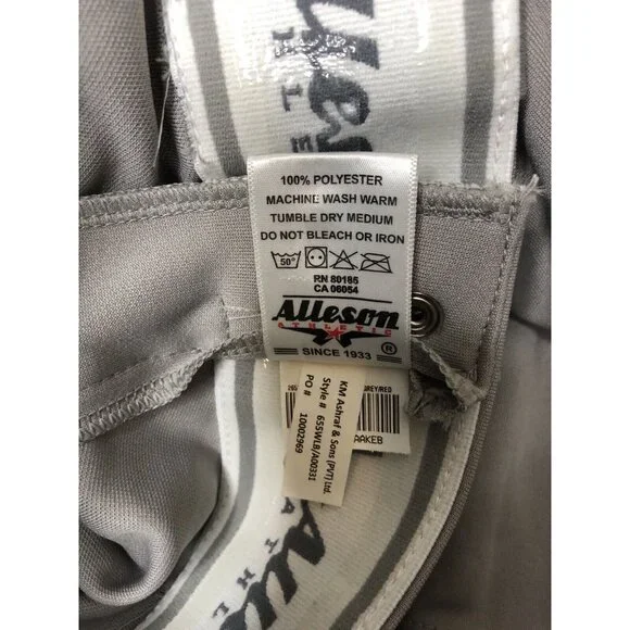 Alleson Athletic Mens Baseball Pants Size Small Red Stripe Open Bottom - Picture 5 of 5